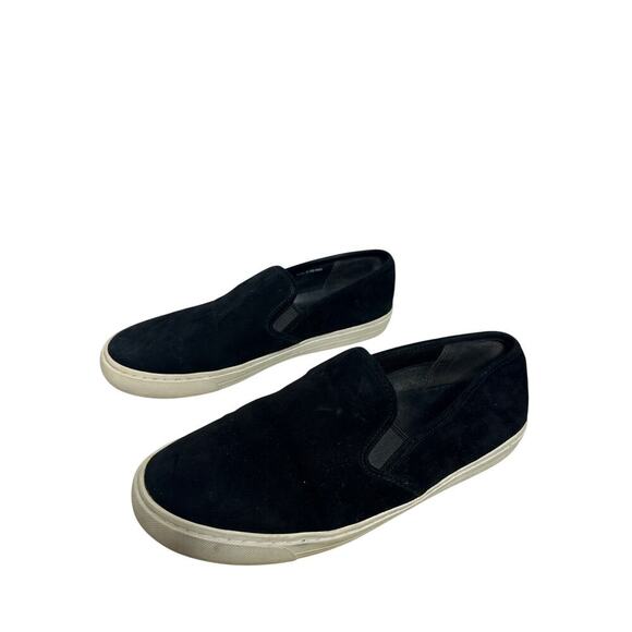 Tory Burch Size 8 Black Jesse Suede Gold Logo Slip On Sneaker Walk Travel Shoe - Picture 4 of 12